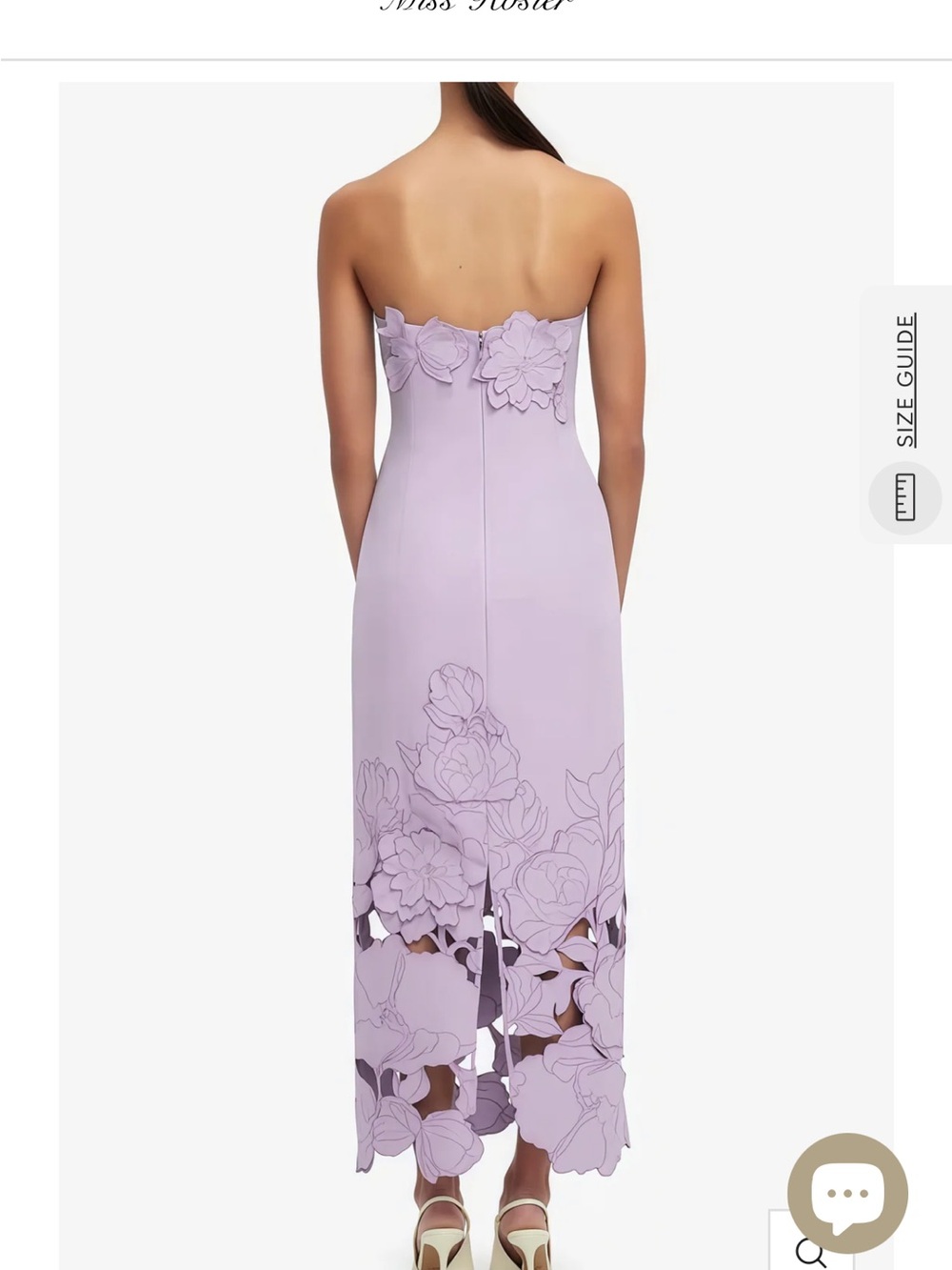 Strapless Lavender Floral-Appliqué Midi Dress Miss Rosier - Picture 2 of 7